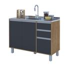 Gabinete Premium 120cm Pia Multiuso com Armário Balcão 3 Portas e 2 Gavetas