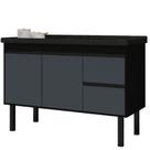 Gabinete Preto e Cinza para Cozinha Color em Madeira MDF de 1,14 Metros para Pias de 1,20 Metros - 278 - PRIMATTO