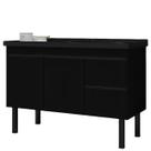 Gabinete Preto para Cozinha Color em Madeira MDF de 1,14 Metros Para Pias de 1,20 Metros - 275 - PRIMATTO
