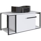 Gabinete Susp E Cuba Marmore Sintetico P1019X941012 Branco Preto PP Gabinete Susp E Cuba Marmore Sintetico P1019X941012 Branco Preto PP