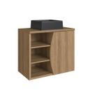 Gabinete Suspenso 70cm Laura Mel Cuba Preta Porta e 2 Prateleiras