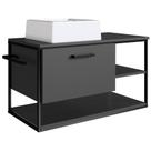Gabinete Suspenso Banheiro 80 Cm Com Cuba Preto Grafite P1007 Pp Preto Grafite Gabinete Suspenso Banheiro 80 Cm Com Cuba Preto Grafite P1007 Pp Preto Grafite