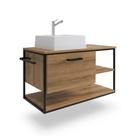 Gabinete Suspenso Banheiro PlacaEPonto Mel 80cm Com Cuba Preto e Mel