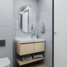 Gabinete/Toucador para Banheiro 80cm Melissa com Cuba Esculpida em Porcelanato Bege/Capuccino