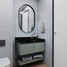 Gabinete/toucador para Banheiro 80cm Melissa com Cuba Esculpida em Porcelanato