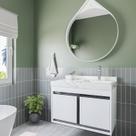 Gabinete/toucador para Banheiro Paula 80cm Branco com Cuba Esculpida em Porcelanato