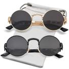 Gafas de sol AIEYEZO redondas steampunk con montura metálica 100% UV400