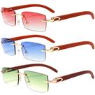 Gafas de Sol Dollger Sin Montura Rectangulares UV400 con Diseño de Madera a la Moda Gafas de Sol Dollger Sin Montura Rectangulares UV400 con Diseño de Madera a la Moda