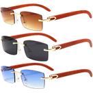 Gafas de Sol Dollger Sin Montura Rectangulares UV400 de Moda con Textura Madera