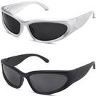 Gafas de Sol Envolventes milramtob Y2K Plateadas de Moda