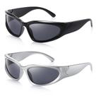 Gafas de Sol JASPIN Y2K Ovaladas Envolventes Plateadas UV400 para Mujer y Hombre