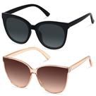 Gafas de Sol LYZOIT Grandes con Montura de Ojo de Gato para Mujeres 2 Unidades Negro Marrón