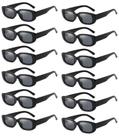 Gafas de Sol QYVEWY Paquete de 12 Unidades Rectangulares Negras para Mujer y Hombre Y2K Gafas de Sol QYVEWY Paquete de 12 Unidades Rectangulares Negras para Mujer y Hombre Y2K