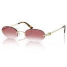 Gafas de Sol Retro Ovaladas Pequeñas TYA Sin Montura UV400 para Mujer y Hombre