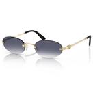Gafas de Sol Retro Pequeñas Ovaladas Sin Marco UV400 para Mujer y Hombre