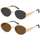 Gafas de Sol WOWSUN Ovaladas de Moda 2024 Retro UV400 Paquete de 2 para Mujer