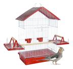 Gaiola Viveiro Para Aves Pequenas Calopsita Teto Plástico Poleiro Com Comedouro