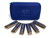 Gaita de boca kit super 20 com 6 gaitas hering case luxo