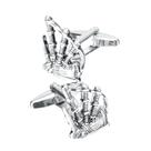 Gaitas de foles metálicas Cuff Links para homens em latão e aço branco