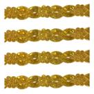 Galão de paetê flor 3.5 cm cor ouro metro Galão de paetê flor 3.5 cm cor ouro metro