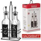 Galheteiro 2pçs 200ml em Vidro/Plástico e Suporte em Metal Preto - Hauskraft