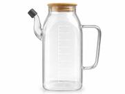 Galheteiro Azeiteiro Vinagreiro de Vidro Borosilicato com Tampa de Bambo 750ML