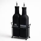 Galheteiro De Vidro 300ml 2 Pç Preto C/ Dosador Luxo