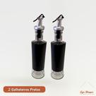 Galheteiro de Vidro com Bico Dosador 300ml Inox Preto ou Prata Cozinha Moderna