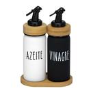 Galheteiro De Vidro Com Suporte De Bambu Vinagre/Azeite - Hauskraft