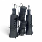 Galheteiro Nero De Vidro Com Suporte Condimentos 5 Peças