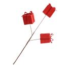 Galho Decorativo Presentes Natalinos Vermelho Veludo 50cm Arranjo Ornamento Enfeite