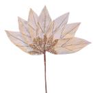 Galho Natalino Estilo Leque Folhas Com Glitter 50Cm Galho Natalino Estilo Leque Folhas Com Glitter 50Cm
