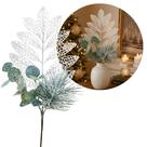 Galho Natalino Multi Folhagens Verde e Off White Nevado 50cm Decorativo - Magizi Galho Natalino Multi Folhagens Verde e Off White Nevado 50cm Decorativo - Magizi
