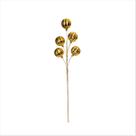 Galho Pick Natalino Metalizado Bolas Douradas Com Glitter 62Cm