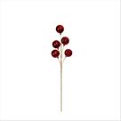 Galho Pick Natalino Metalizado Bolas Vermelhas Com Glitter 62Cm