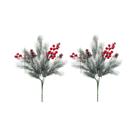 Galhos De Pinheiro Com Frutas De Holly E Cones De Pinheiro 2PCS Flores Artificiais Decoração De Mesa