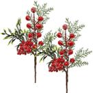Galhos Pick Berry Vermelho Decoração De Natal 25cm Kit 6pçs