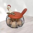 Galinha com Cesto de Arame para Ovos Elegance Ferrugem - Decore Casa