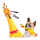 Galinha Frango Brinquedo Borracha Pet Mordedor Sonoro Apito