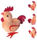 Galinho A Corda De Pelúcia Pula Brinquedo Infantil Divertido Marrom Com Vermelho