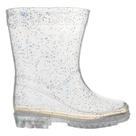 Galocha Infantil Transparente Glitter Prata Menina Pimpolho