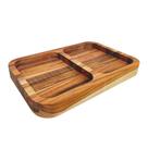 Gamela teca retangular com 2 divisorias 33x22x2cm grilazer tc43