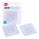 Gancho adesivo transparente clink macho e fêmea 1,5kg fixação sem furos parede Gancho adesivo transparente clink macho e fêmea 1,5kg fixação sem furos parede