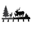 Gancho de parede Forest Animal 6 Hooks Black Iron 40x23cm