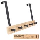 Gancho de porta Badiano Bamboo Coat Rack 5 ganchos de metal pretos Gancho de porta Badiano Bamboo Coat Rack 5 ganchos de metal pretos