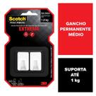 Gancho Medio SCOTCH Branco com 2 Unidades Gancho Medio SCOTCH Branco com 2 Unidades