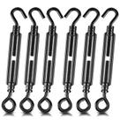 Gancho y Ojo de Tensor Decorativo Negro Premium, 6 Piezas M6 Tensor para Ajuste de Cables, Tensores Ajustables para Cable de Acero para Vela de Sombra, Cercas, Carpa y Colgado de Cuadros