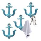 Ganchos de Parede Notakia Vintage em Ferro Fundido Azul 4 Peças