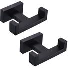 Ganchos de toalha Angle Simple Stainless Steel Matte Black, pacote com 2