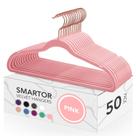 Ganchos de veludo Smartor Pink, pacote com 50, gancho antiderrapante em ouro rosa
